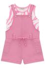 Conjunto Infantil Jardineira em Sarja e Blusa Cropped em Malha Fresh Zebrada - Infanti