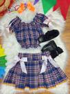 Conjunto Infantil Junino Ciganinha Azul Escuro Xadrez Colorido - Vestido para Crianças