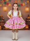 Conjunto Infantil Junino Salopete Xadrez Rosa e Verde