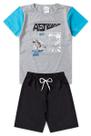 Conjunto Infantil Juvenil de Verão Astronauta para Menino Camiseta Manga curta 100 algodão e Bermuda Confortável
