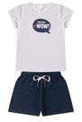 Conjunto Infantil Juvenil Menina Verão Blusa com Manga em Cotton e Shorts em Moletinho com Elástico Conjunto Infantil Juvenil Menina Verão Blusa com Manga em Cotton e Shorts em Moletinho com Elástico