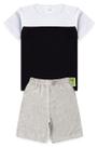 Conjunto Infantil Juvenil Verão Menino Camiseta Recortes e Bermuda Confortável