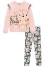 Conjunto Infantil Kukiê Blusão Feminino Good Vibes Com Calça Legging Térmica Moda Inverno
