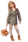 Conjunto Infantil Kukiê Luxo Feminino de Parka em Cupro e Calça Legging 2024 Inverno Menina 70770