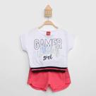 Conjunto Infantil Kyly Camiseta e Short Gamer Menina 2 Peças