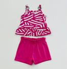 Conjunto Infantil Kyly Cropped Pink com Shorts Conforto Estilo Moderno