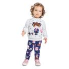 Conjunto Infantil Kyly Longo Casaco Moletinho e Legging Com Glitter Menina