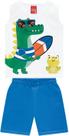 Conjunto Infantil Kyly Masculino Camiseta Regata Jacaré Com Bermuda Em Moletom Moda Verão