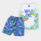 Conjunto Infantil Kyly Regata E Bermuda Tactel Wild One Masculino