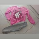 Conjunto infantil longa-feminino-moletom- nas cores rosa e cinza - Tamanho 6 a 7 anos