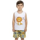 Conjunto Infantil Look Jeans Camiseta e Shorts Estampa Animais