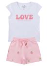Conjunto Infantil Love Strawberry - Menina Doce Branco