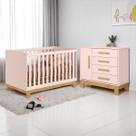 Conjunto Infantil Luar Rosa Acetinado: Berço Luar Mini Cama + Cômoda Luar