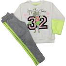 Conjunto infantil m/l cata vento rosa neon/cinza - tamanho 02 - blusão gatinha 32 + calça moletom sem felpa