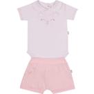 Conjunto infantil manga curta body e shorts boradado feminino paraiso ref: 12400 rn/g