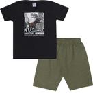 Conjunto infantil manga curta t-rex invasion masculina pulla bulla ref: 46378 4/10