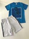 Conjunto infantil masculino azul com cinza pro dia a dia boca grande Conjunto infantil masculino azul com cinza pro dia a dia boca grande