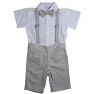 Conjunto Infantil Masculino Batizado Camisa e Bermuda Esporte Fino com Suspensório e Gravatinha 2635