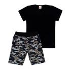Conjunto infantil masculino bermuda com bolso e camiseta lisa sem estampa Sortidos