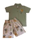 Conjunto Infantil Masculino Camisa Polo + Bermuda Moletinho Angerô