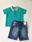 Conjunto infantil masculino camisa polo e bermuda jeans Paraiso Conjunto infantil masculino camisa polo e bermuda jeans Paraiso