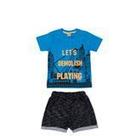 Conjunto Infantil Masculino Camiseta em meia malha e Bermuda em moletinho Devore 11689.2