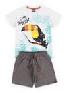 Conjunto Infantil Masculino Camiseta em meia malha, e Bermuda em moletom 11687