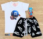 Conjunto Infantil Masculino Carmiseta + Bermuda Moletinho Super Heróis Conjunto Infantil Masculino Carmiseta + Bermuda Moletinho Super Heróis