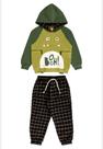 Conjunto Infantil Masculino com Blusão e Calça de Monstrinho Três e Já