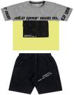 Conjunto Infantil Masculino Com Bolso Preto E Verde Neon - Angero