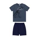 Conjunto Infantil Masculino Curto Azul T-REX - Alakazoo