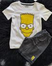 Conjunto Infantil Masculino de Algodão cor Branca com Estampa Sinpson