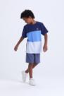 Conjunto Infantil Masculino de Verão Faixas Coloridas