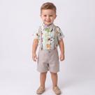 Conjunto Infantil Masculino Fazendinha Completo com Suspensório e Gravata Removíveis