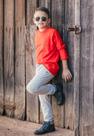 Conjunto Infantil Masculino Inverno GAN-K Calça + Blusa Cor:Vermelho-Cinza ClaroTamanho:8Modelo:GKCJ03M
