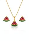 Conjunto infantil melancia cravejado - banhado a Prata / Ouro 18k Banho:Prata Conjunto infantil melancia cravejado - banhado a Prata / Ouro 18k Banho:Prata