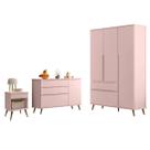 Conjunto Infantil Melinda 3 Pecas MDF Pés Madeira Rosê