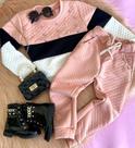 Conjunto infantil menina 2 peças metalasse calca e blusa perola