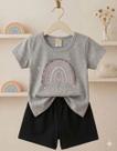 Conjunto Infantil Menina Arcoiris 100% Algodão Premium