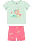 Conjunto Infantil Menina Bermuda Ciclista Estampada Malwee Kids Conjunto Infantil Menina Bermuda Ciclista Estampada Malwee Kids