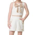 Conjunto Infantil Menina Bika Laço Cropped Branco Off 1805 Conjunto Infantil Menina Bika Laço Cropped Branco Off 1805