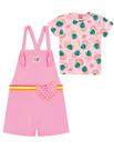 Conjunto Infantil Menina Blusa Abacaxi E Jardineira Rosa Cinti Conjunto Infantil Menina Blusa Abacaxi E Jardineira Rosa Cinti