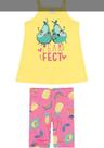 Conjunto Infantil Menina Blusa Alça em Meia Malha Gliter e Bermuda em Cotton Estampada - Malwee Kids