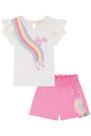 Conjunto Infantil Menina Blusa Arco Íris e Shorts Kukiê Conjunto Infantil Menina Blusa Arco Íris e Shorts Kukiê