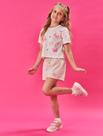 Conjunto Infantil Menina Blusa Boxy E Short Borboletas E Pompom Natural Cinti