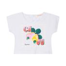 Conjunto Infantil Menina, Blusa Branca Caju MM E Ciclista Amarelo Macaco