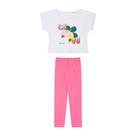Conjunto Infantil Menina, Blusa Branca Caju MM e Legging Rosa Conjunto Infantil Menina, Blusa Branca Caju MM e Legging Rosa