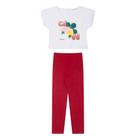 Conjunto Infantil Menina, Blusa Branca Caju MM E Legging Vermelho Conjunto Infantil Menina, Blusa Branca Caju MM E Legging Vermelho