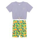 Conjunto Infantil Menina, Blusa Cadarço MM Lilás E Ciclista Amarela Conjunto Infantil Menina, Blusa Cadarço MM Lilás E Ciclista Amarela