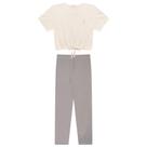 Conjunto Infantil Menina, Blusa Cadarço MM Off E Legging Cinza
